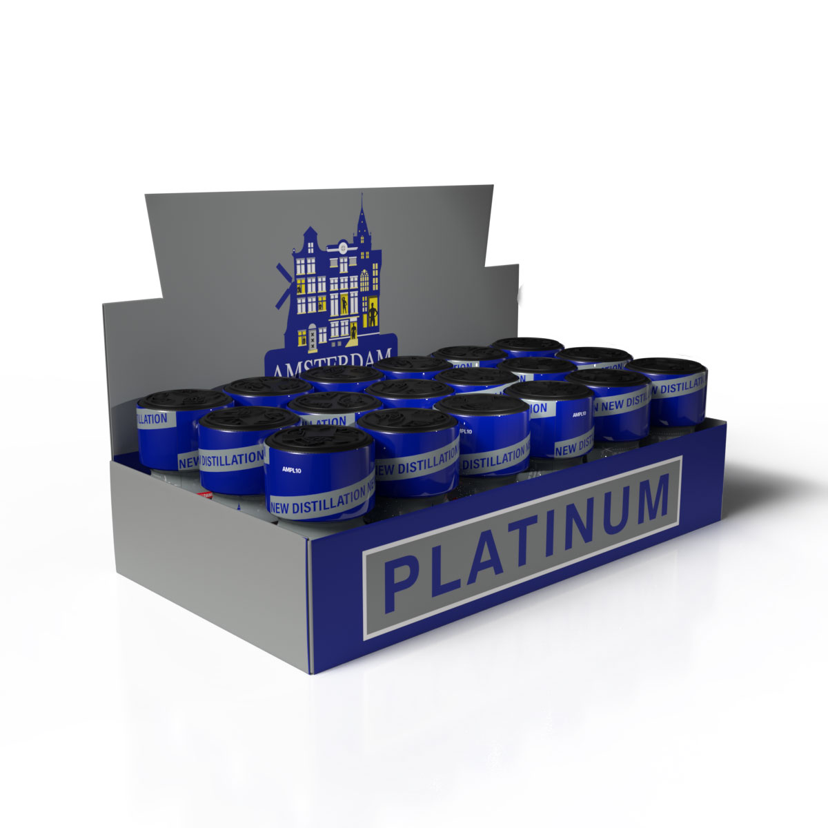 Expositor Amsterdam Platinum — bandeja 18 unidades