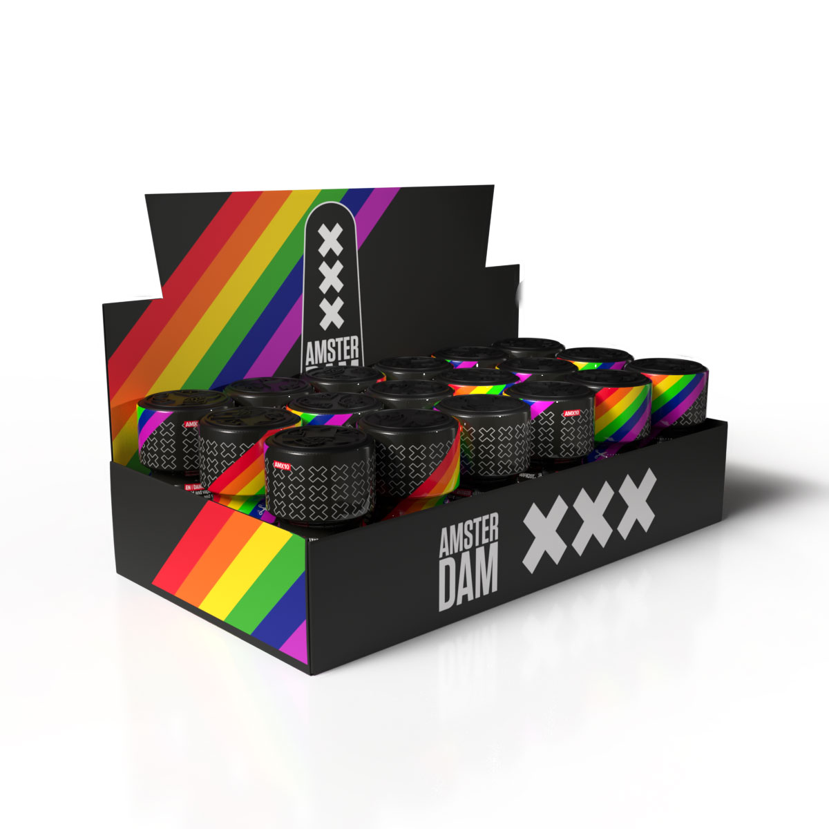 Expositor Amsterdam XXX Pride — bandeja 18 unidades