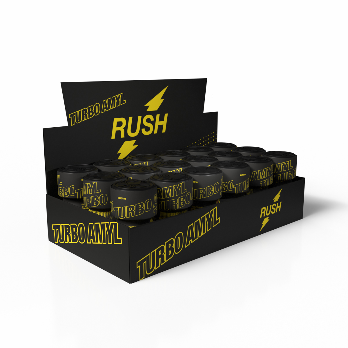Expositor Rush Turbo Amyl — bandeja 18 unidades