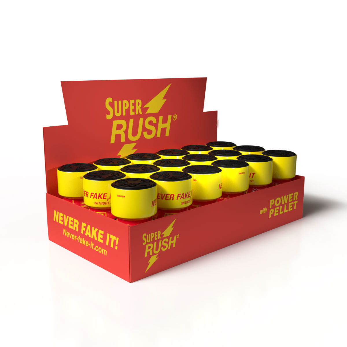 Expositor Super Rush — bandeja 18 unidades